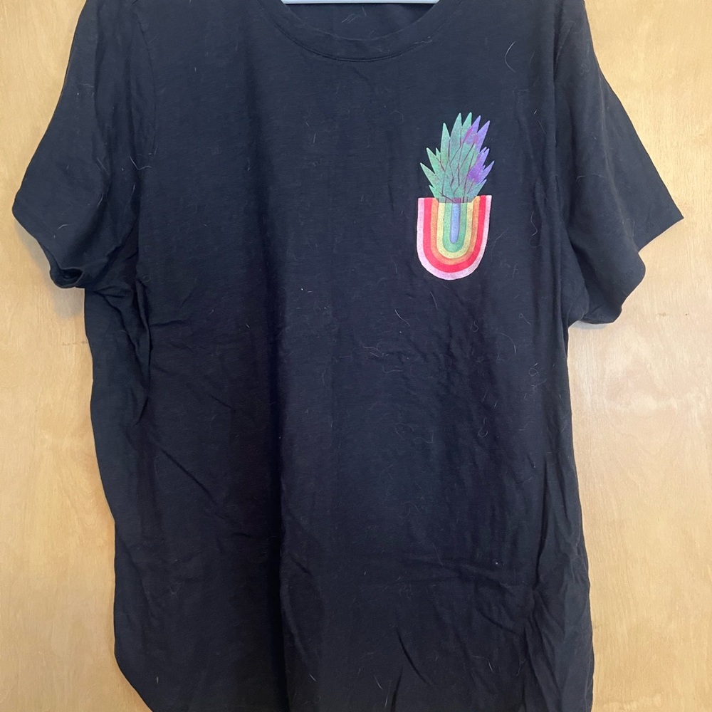 Old Navy Black Tee with Colorful Pocket Accent